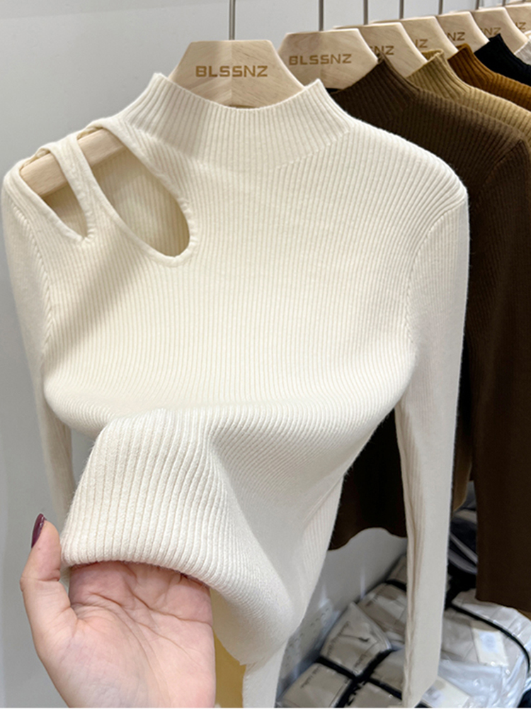 Embroidery Thread Yarn - Женский вязаный свитер с высоким воротом