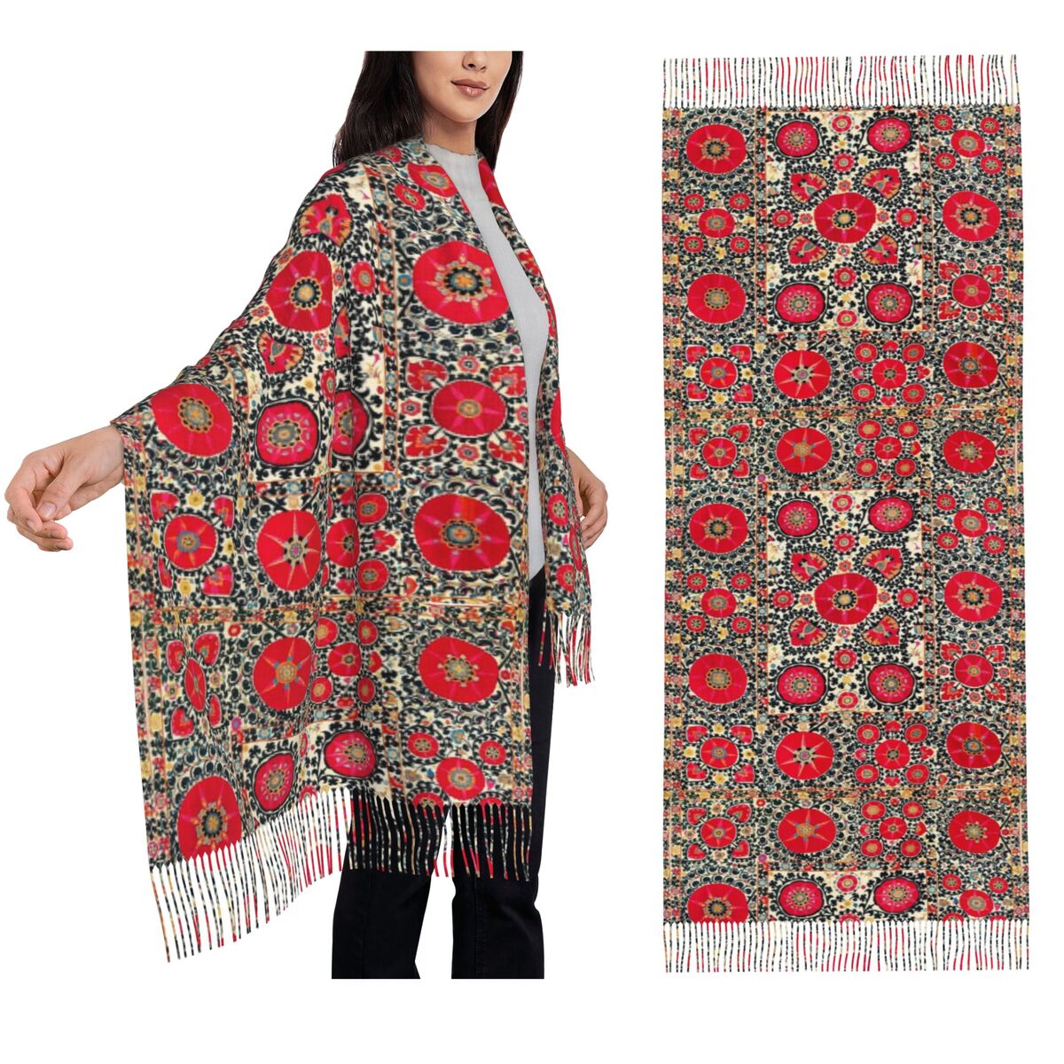 Embroidery Shawl - Shakhrisyabz Suzani узбекский шарф с вышивкой
