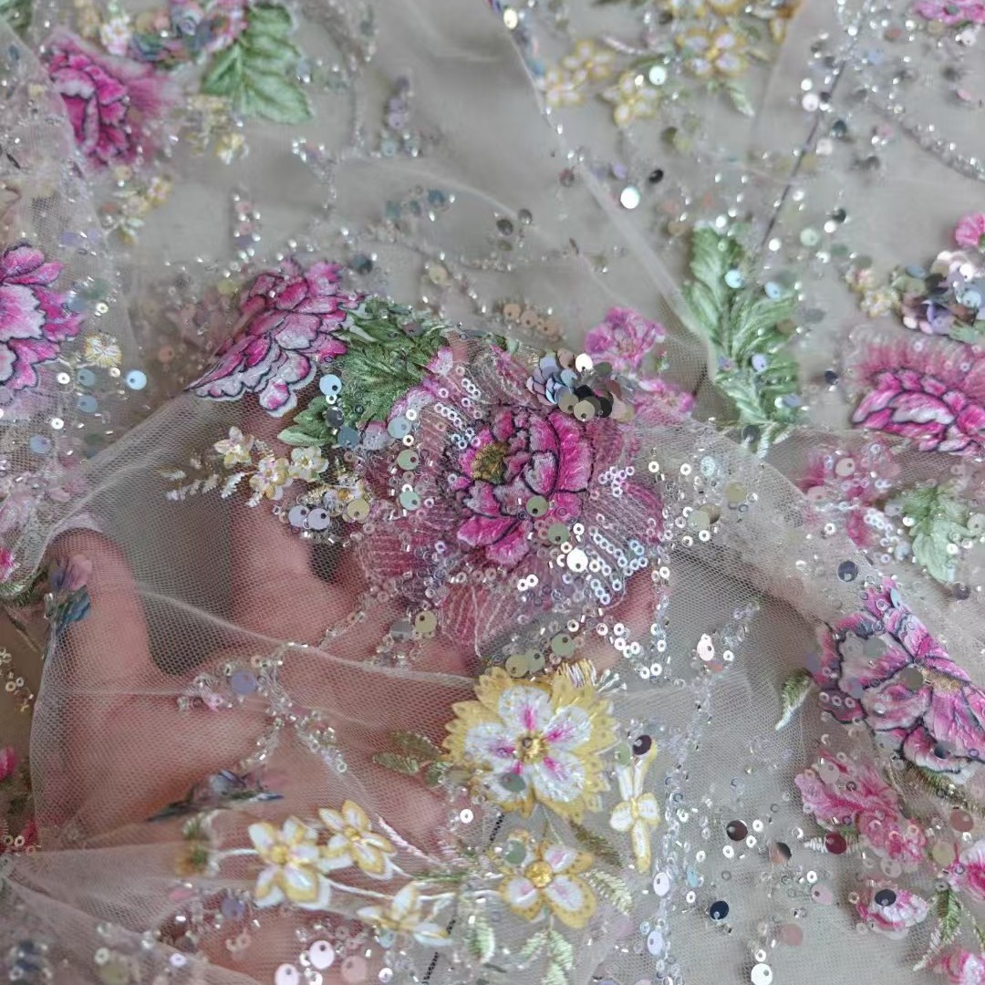 Embroidery Beads - Роскошная кружевная ткань с бисером шириной