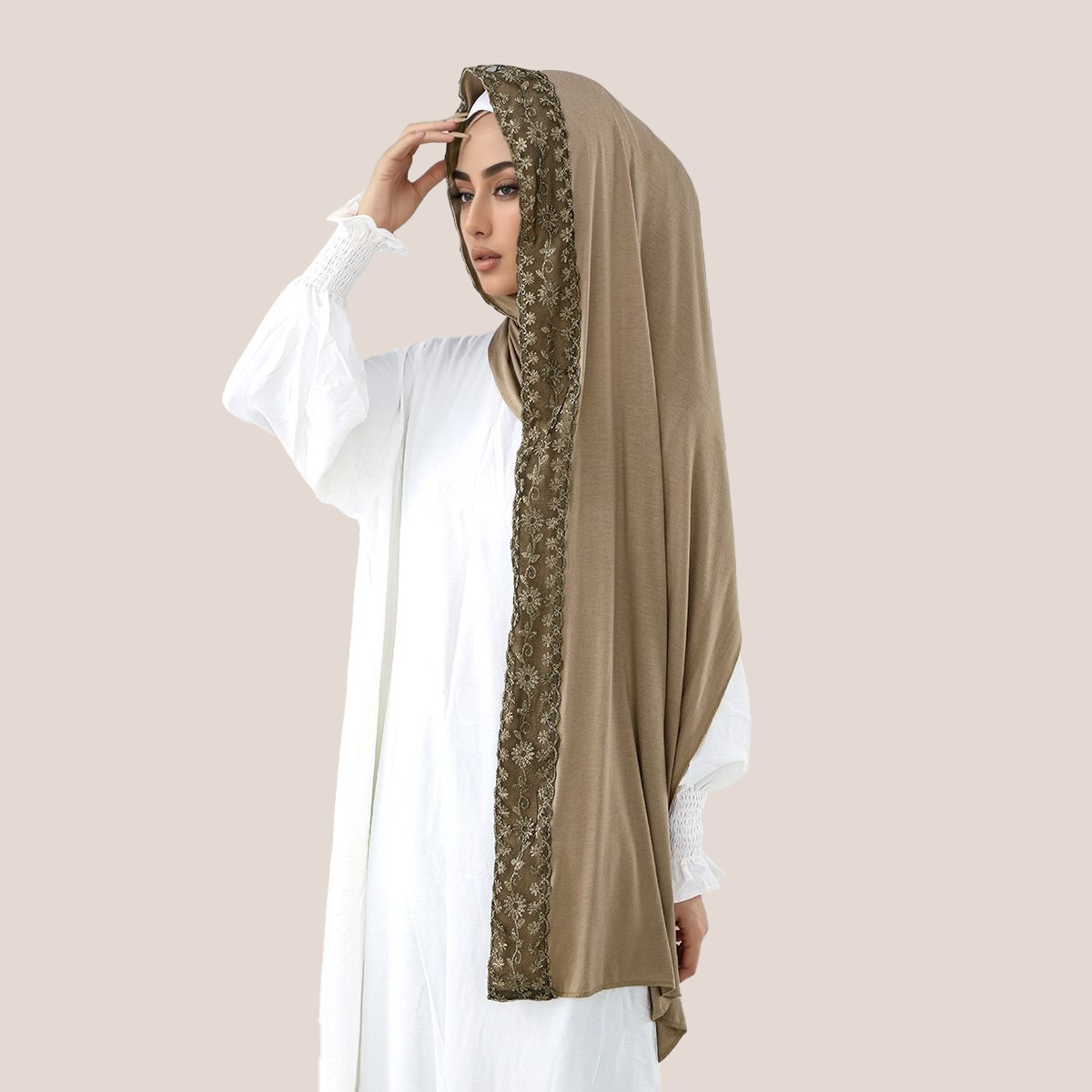 Хлопковый трикотаж с кружевной – обзор и цена Embroidery Shawl