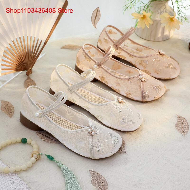 Новые сетчатые туфли на низком – обзор и цена Embroidery Shoes