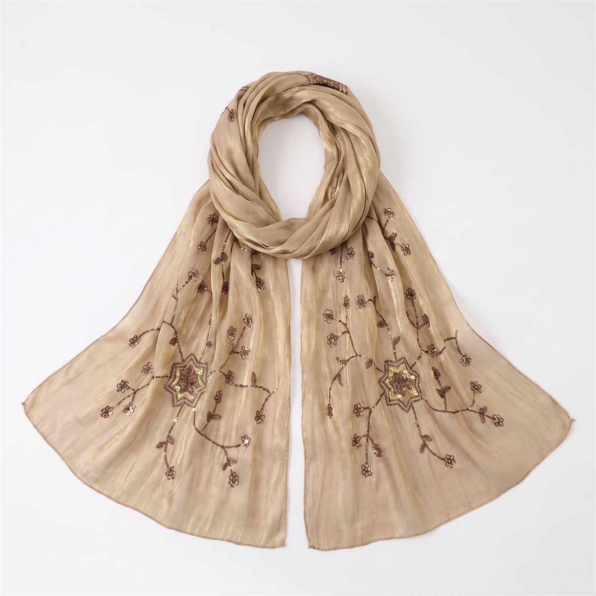 Модный жатый хиджаб-шарф с цве – обзор и цена Embroidery Shawl