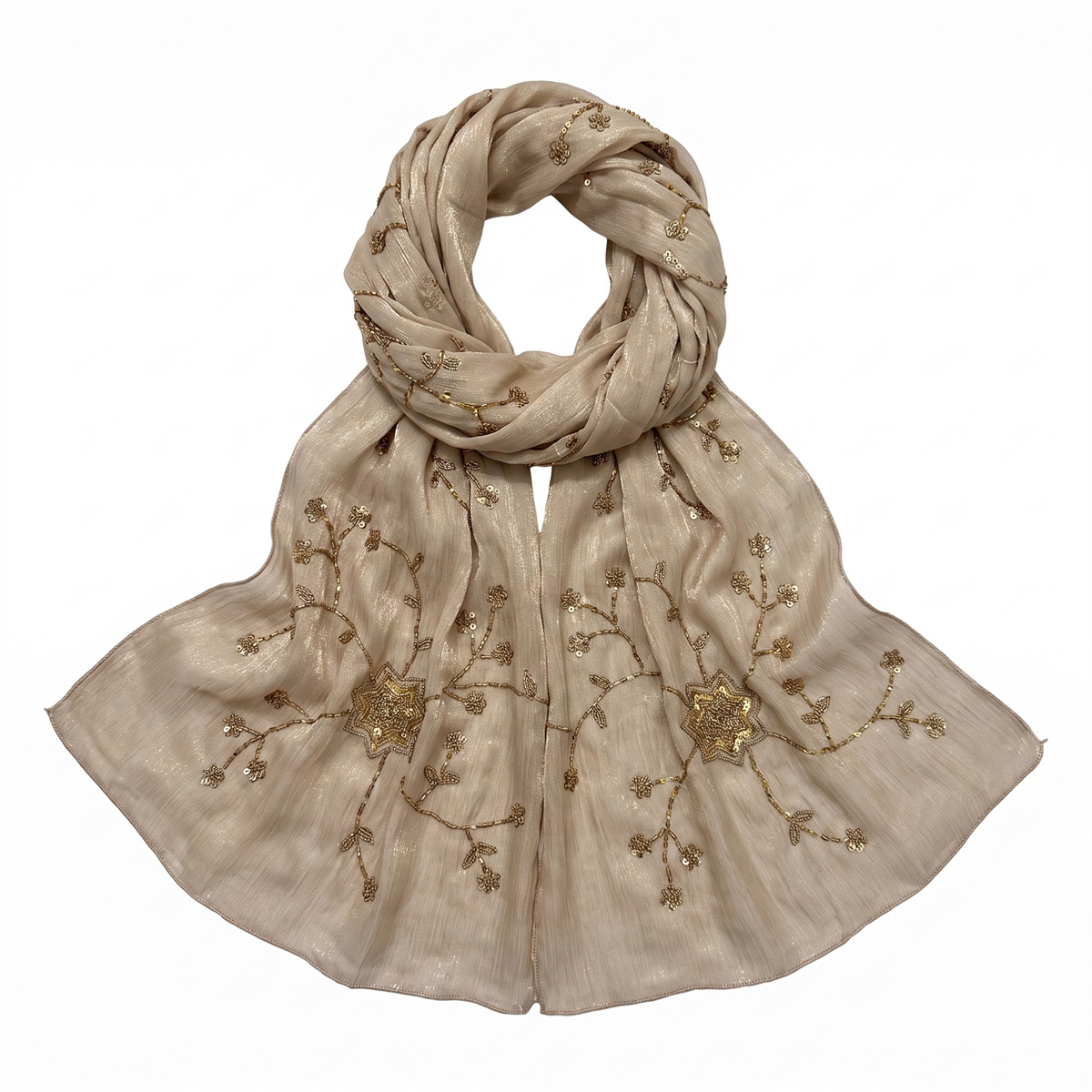 Модный жатый хиджаб-шарф с цве – обзор и цена Embroidery Shawl