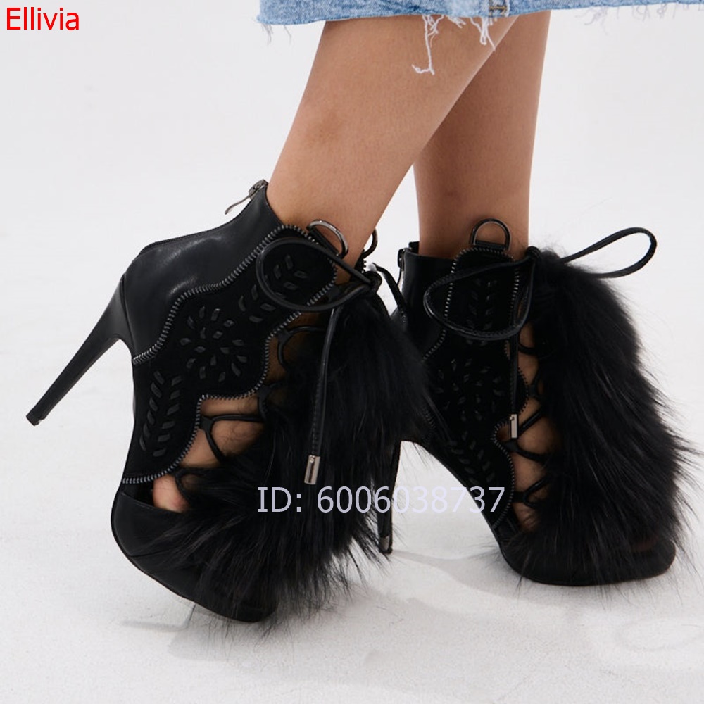 Женские меховые ботильоны-санд – обзор и цена Embroidery Shoes