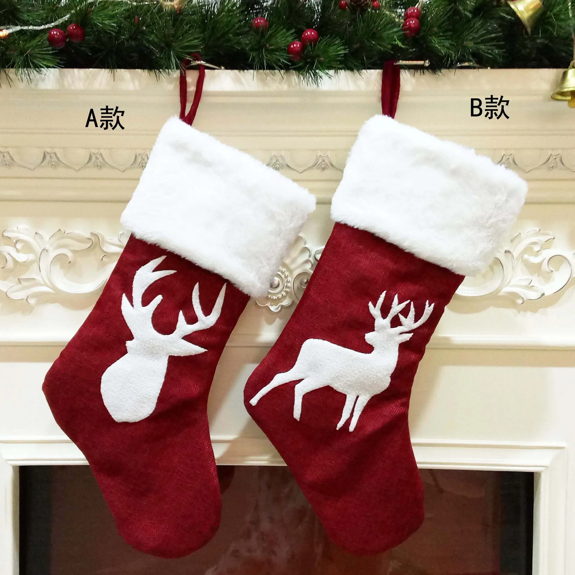 Красные рождественские носки-г – обзор и цена Embroidery Xmas Stocking